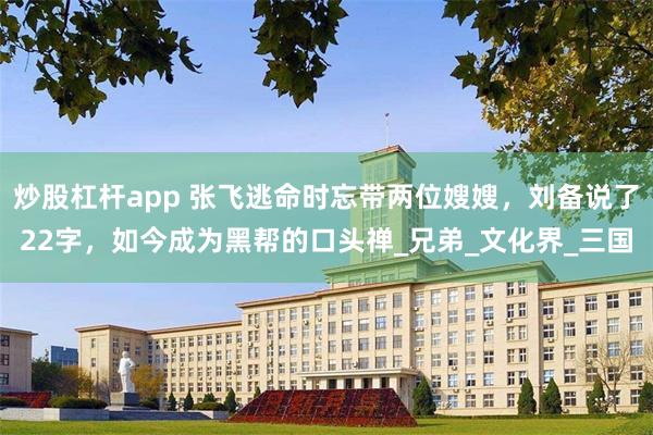 炒股杠杆app 张飞逃命时忘带两位嫂嫂，刘备说了22字，如今成为黑帮的口头禅_兄弟_文化界_三国