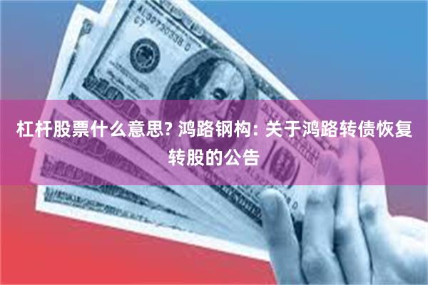 杠杆股票什么意思? 鸿路钢构: 关于鸿路转债恢复转股的公告